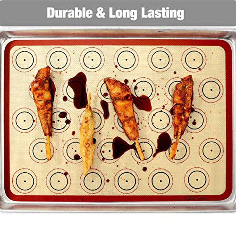 CookTime Macaron Silicone Baking Mat - Set of 2 Non Stick Silicon Macaroon Baking Sheet Cookie Liner(BPA Free/Reusable/Half Sheet),Perfect Cooking Kit for Macarons,Pastry,Cake and Bread Making (Red) - Image 4